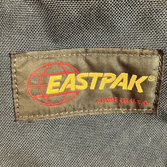 VTG 90s EASTPAK Cowhide Leather Bottom Backpack Blue Padded Straps Made In USA - Picture 2 of 13